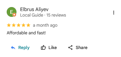 Additional Google review snapshot